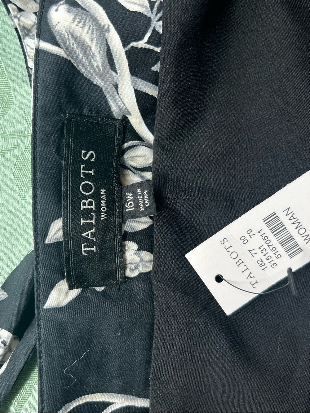 Talbots Black and White Floral Wrap Skirt with Birdcage Motif - Picture 3 of 3